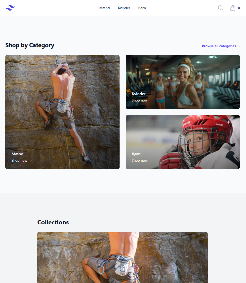 Storefront category landing page built with Optimus Commerce